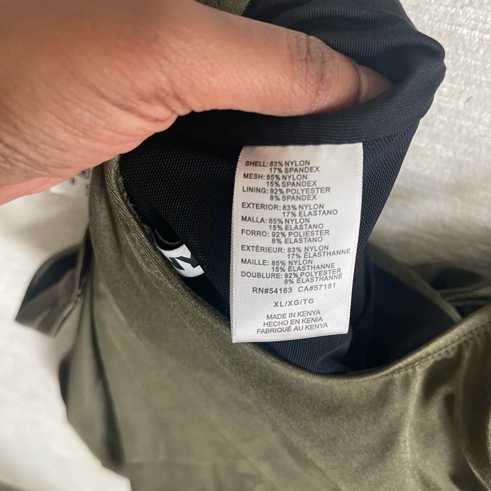 DKNY Olive Green Twist-Front One-Piece Swimsuit - Picture 9 of 10